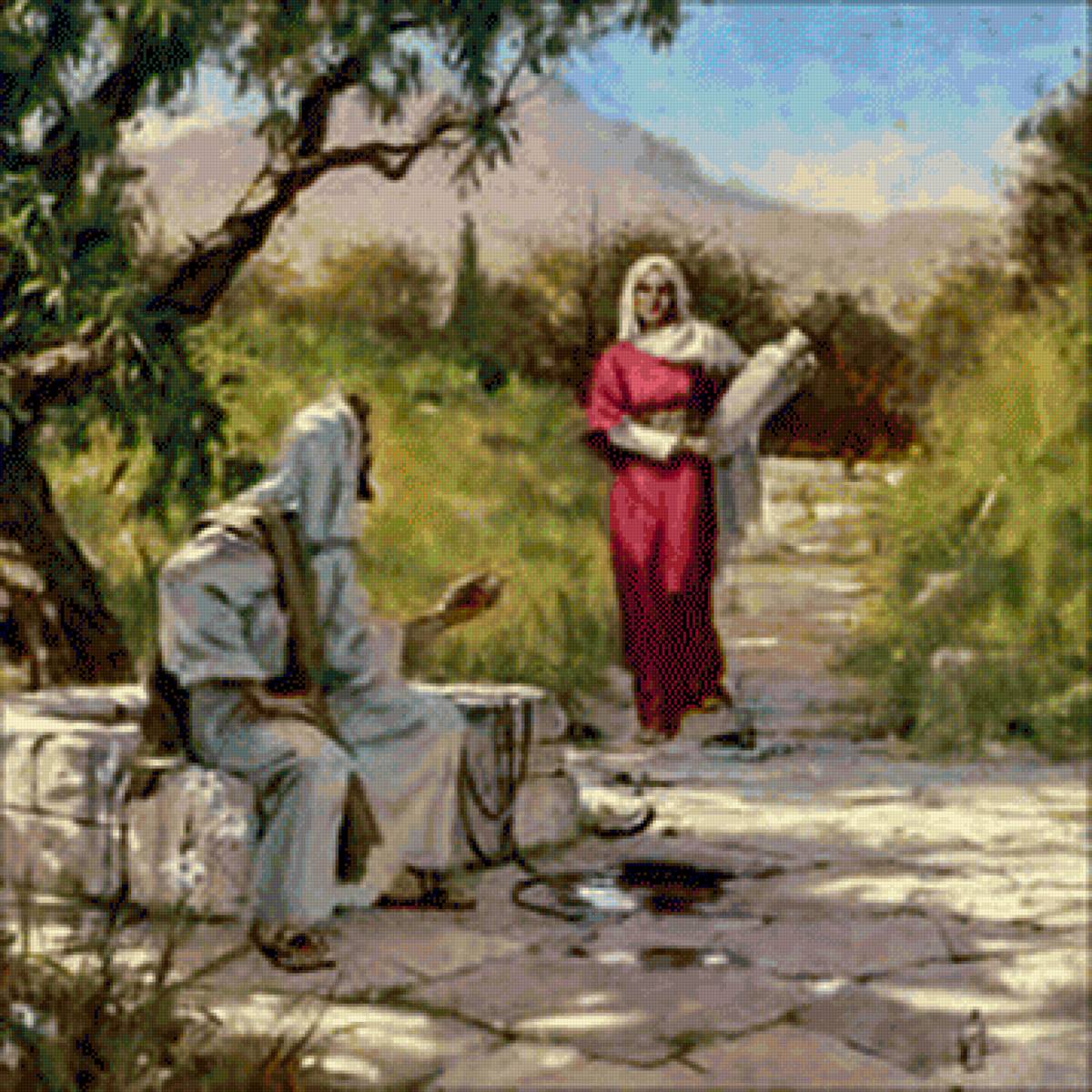 Ісус і самарітянка - краса, ікони, квіти, ісус - предпросмотр