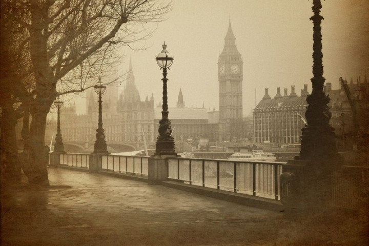 Старый Лондон - пейзаж, город, сепия, лондон, ретро - оригинал
