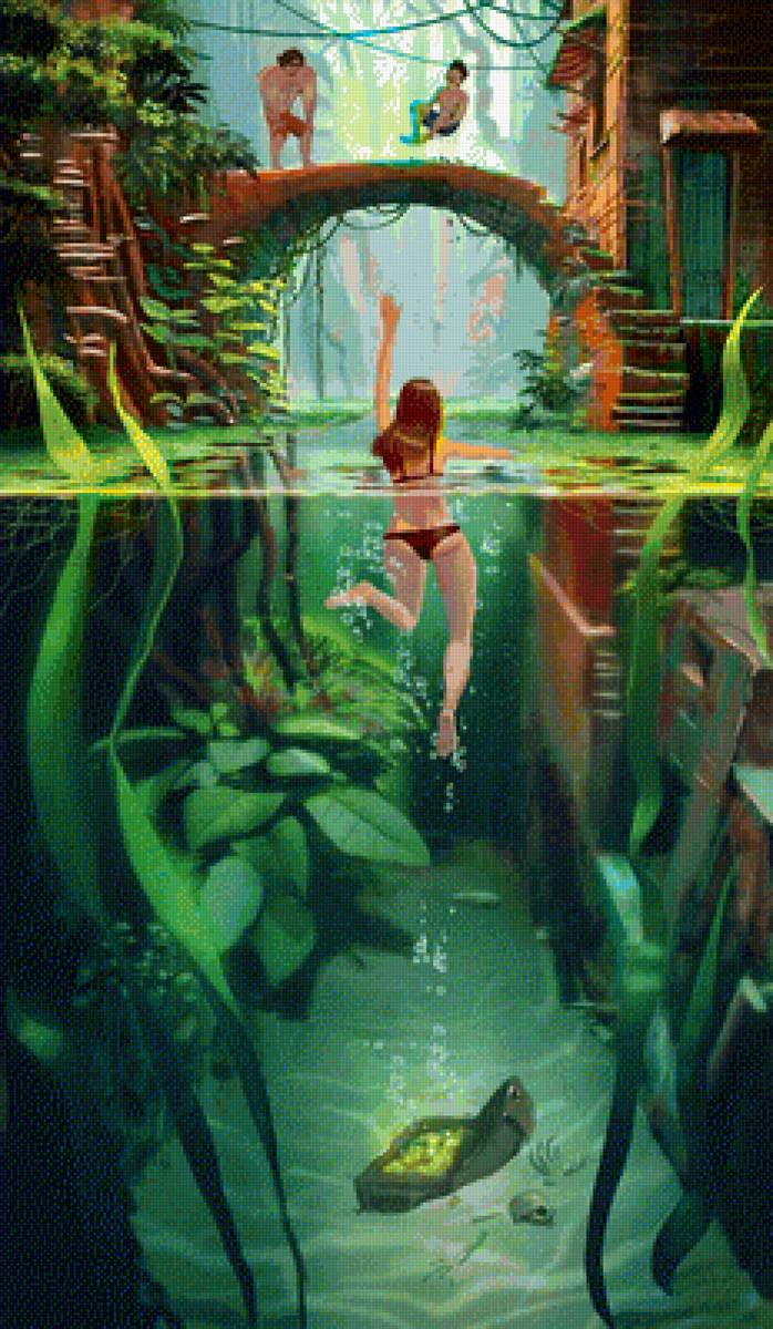 Лето - люди, вода, девушка, парни, река - предпросмотр