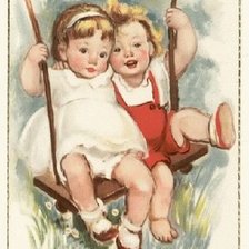 Схема вышивки «niños en el columpio»