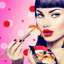 Схема вышивки «девушка и суши»