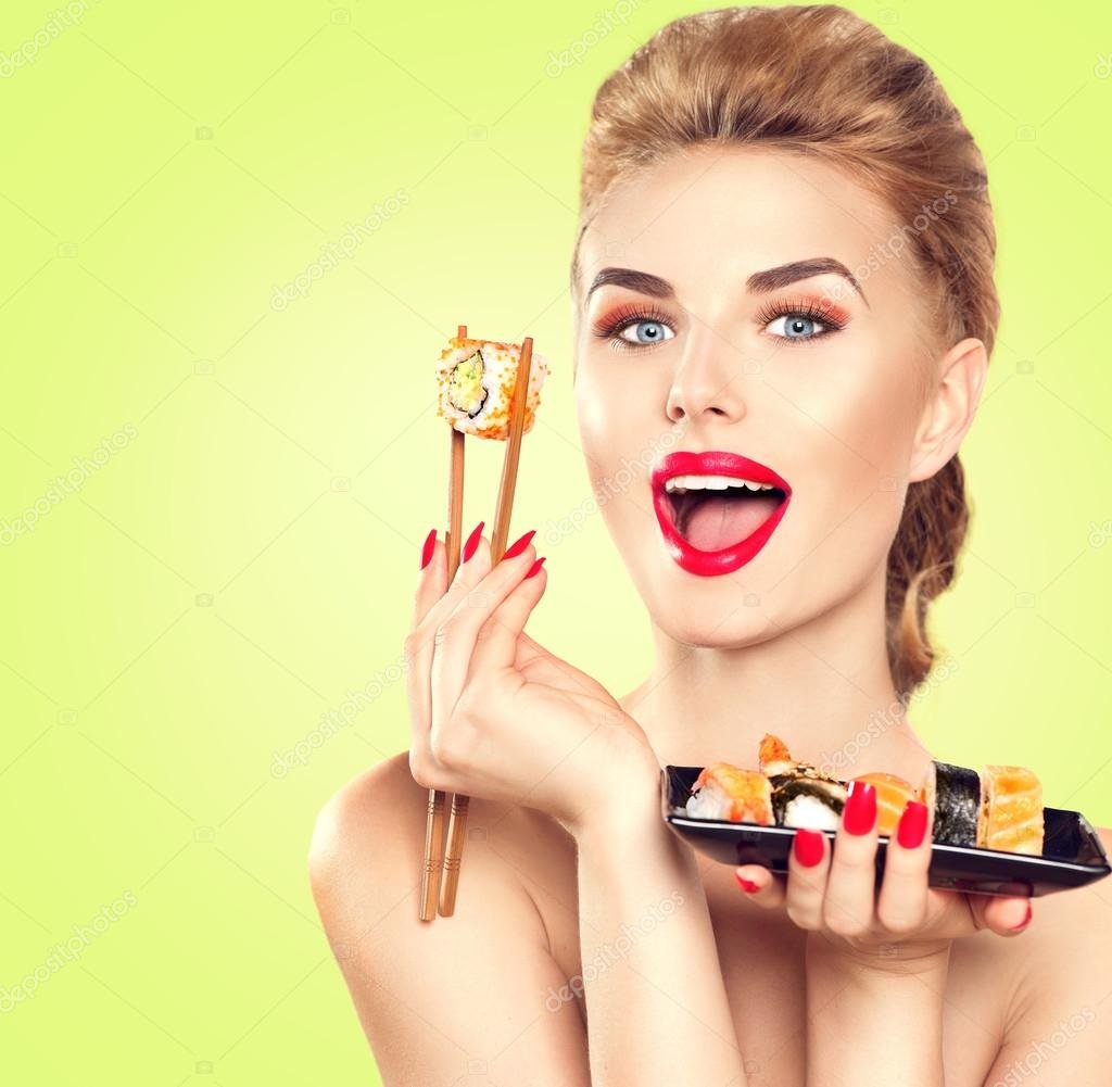 девушка и суши2 - девушка - оригинал