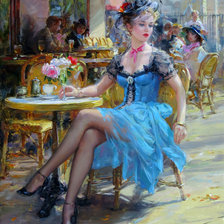 Оригинал схемы вышивки «сидела девушка в кафе худ. луи-мари де шривер» (№2262058)