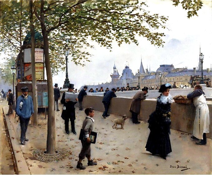 набережная худ. жан беро - живопись, город, 19 век, париж - оригинал