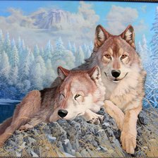 Схема вышивки «Волки»