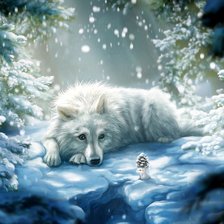 Схема вышивки «Белый волк»