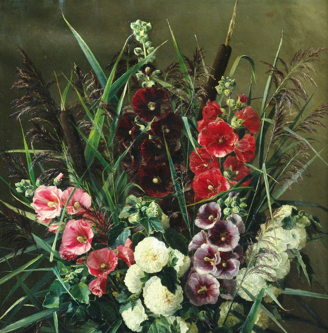 камыш и мальва - картина - оригинал