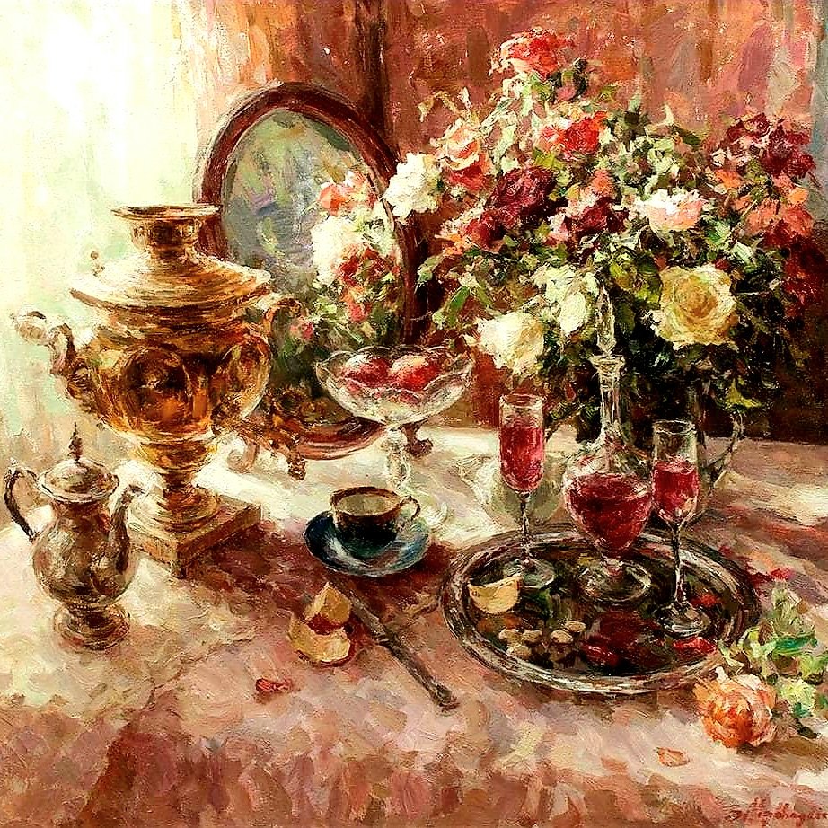 Натюрморт с самоваром - #картины#натюрморт - оригинал