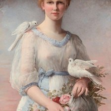 Схема вышивки «girl with pigeons»