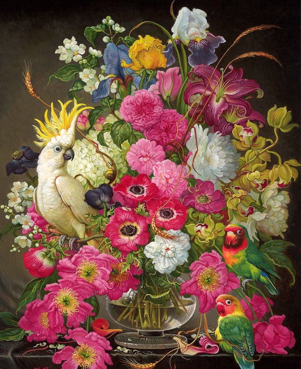 Flores e pássaros. - flores .pássaros - оригинал