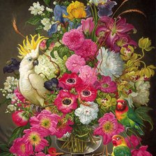 Схема вышивки «Flores e pássaros.»