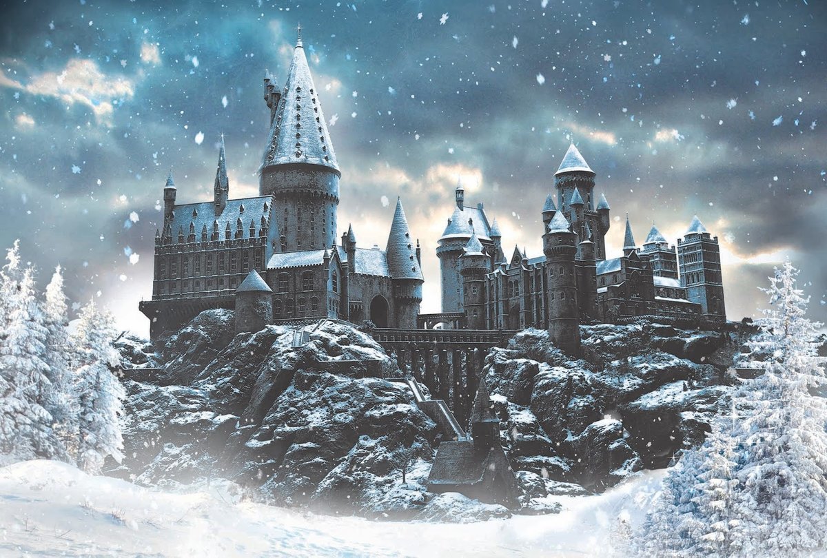 Хогвартс зимой - большая - гарри поттер, хогвартс, волшебство, замок - оригинал