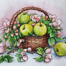 Оригинал схемы вышивки «Яблоки в корзинке» (№2264040)
