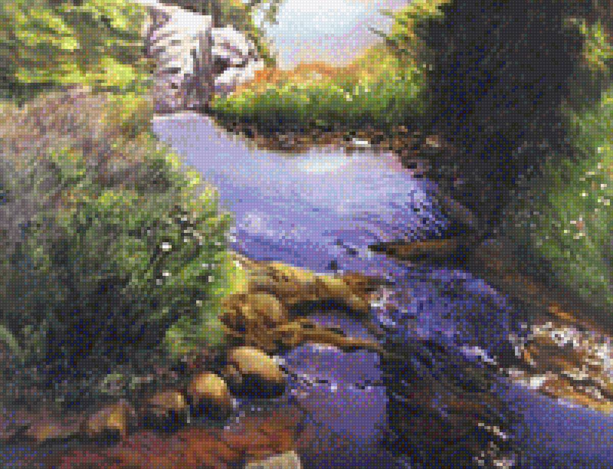 Ручей - ручей, пейзаж, вода - предпросмотр