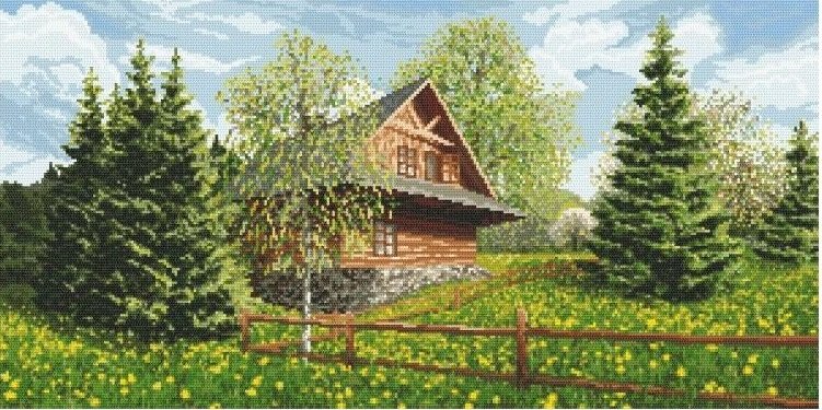 осень - лес, осень, дом - оригинал