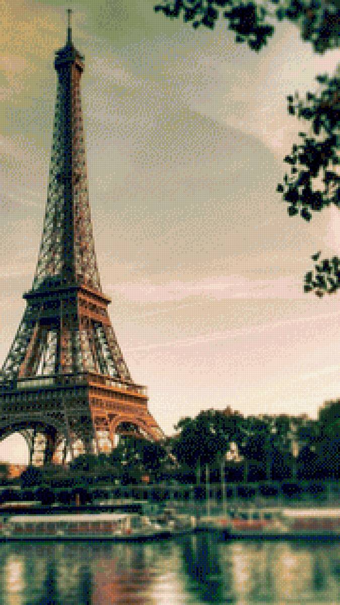 Париж - париж, эйфелева башня, природа, город, картина - предпросмотр