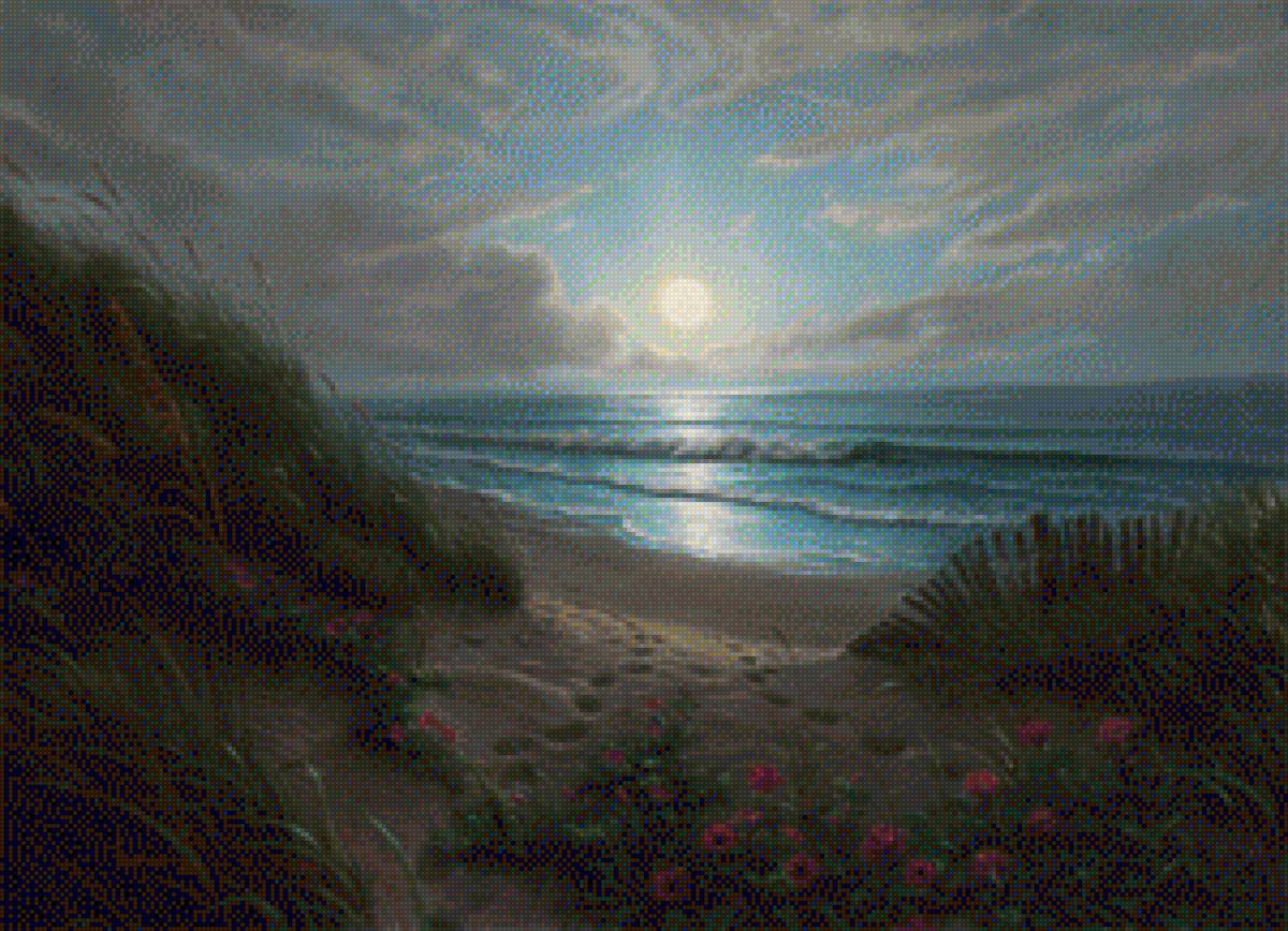 Берег (по картине Марка Кетли) - берег луна песок море - предпросмотр