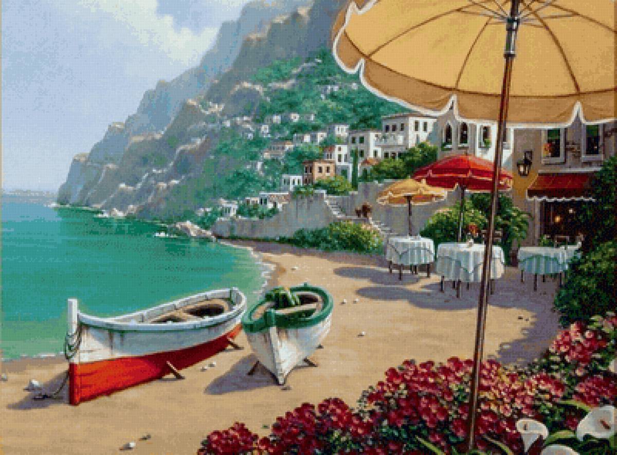 №2264975 - море, цветы, лодки, пляж - предпросмотр