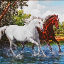 Схема вышивки «лошади пара»