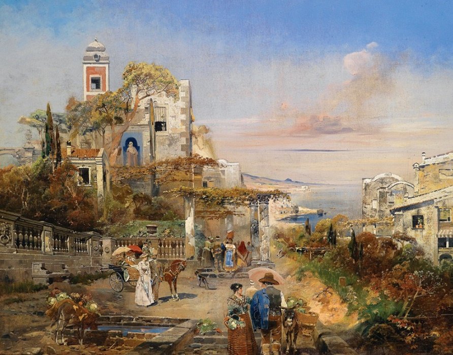 РОБЕРТ АЛОТТ. ЮЖНОЕ КАПРИЧЧИО. ВИД НА НЕАПОЛЬСКИЙ ЗАЛИВ - пейзажи - оригинал