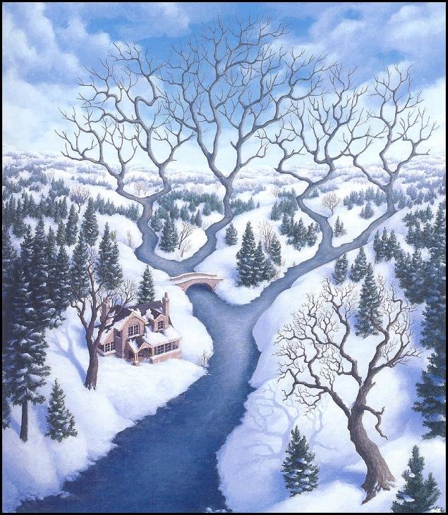 зима - пнк, акварель, зима - оригинал