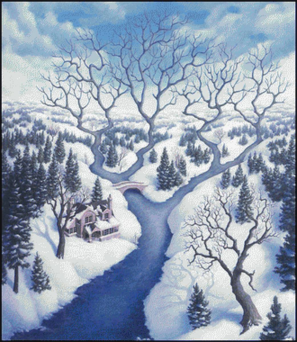 зима - пнк, акварель, зима - предпросмотр