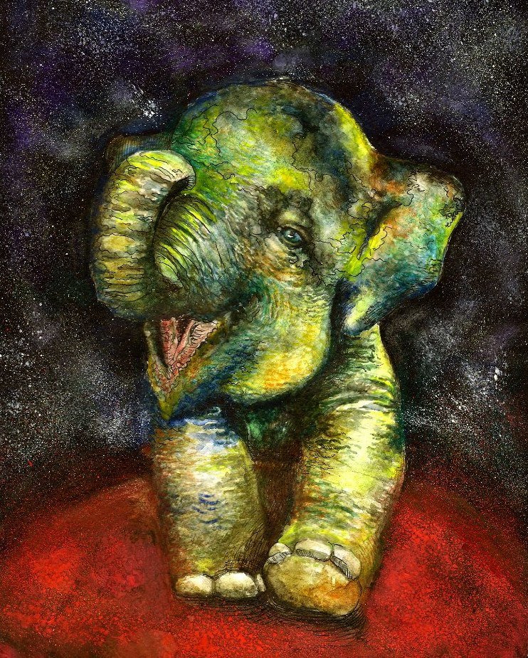 слоник - слоник, акварель, пнк, животные - оригинал