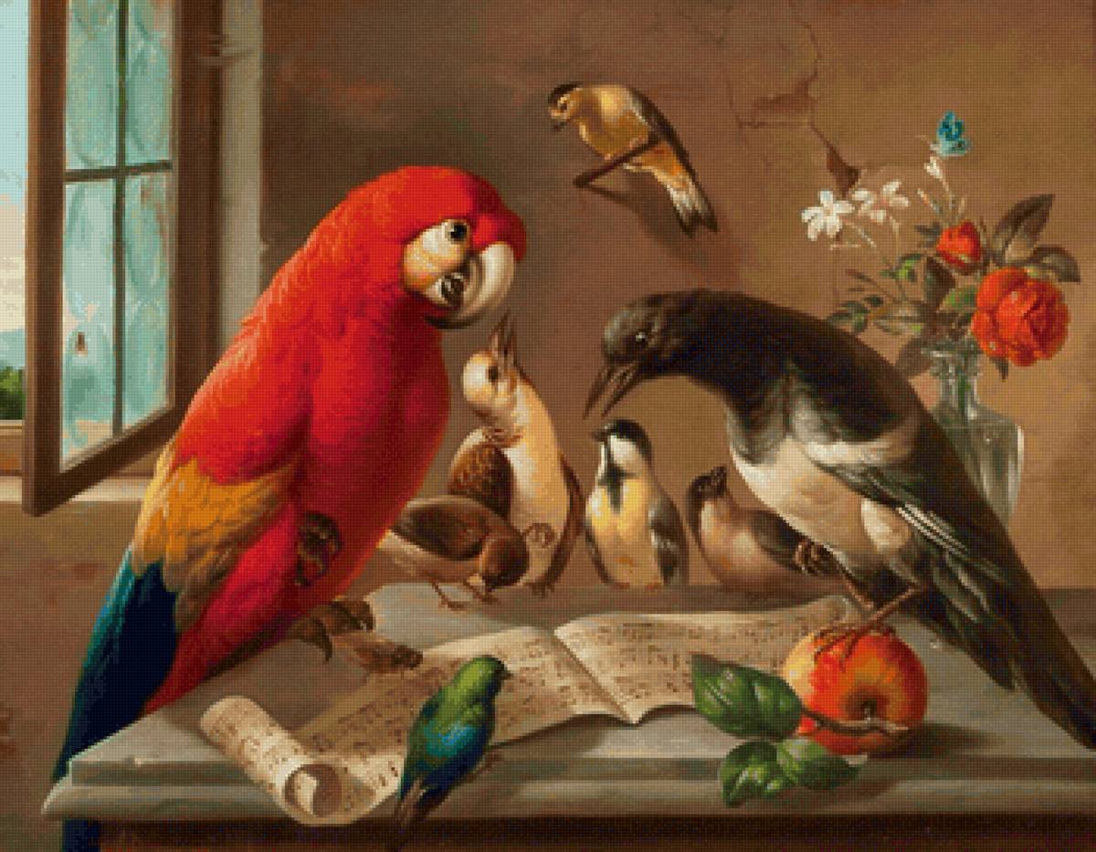 Птичий хор - музыка, природа, птицы, животные, живопись - предпросмотр