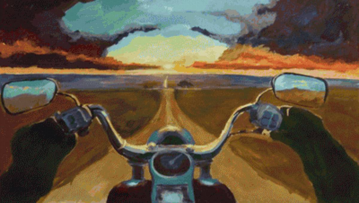 байк - пнк, акварель - предпросмотр