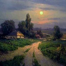 Схема вышивки «украинское село ночью худ.ю.прядко»