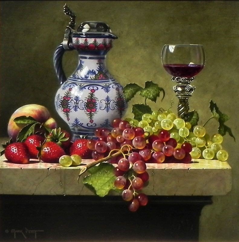 Натюрморт с виноградом - виноград, фрукты, натюрморт, кувшин - оригинал