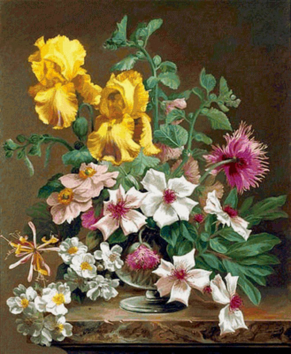 Натюрморт с цветами - цветы, живопись, букет - предпросмотр