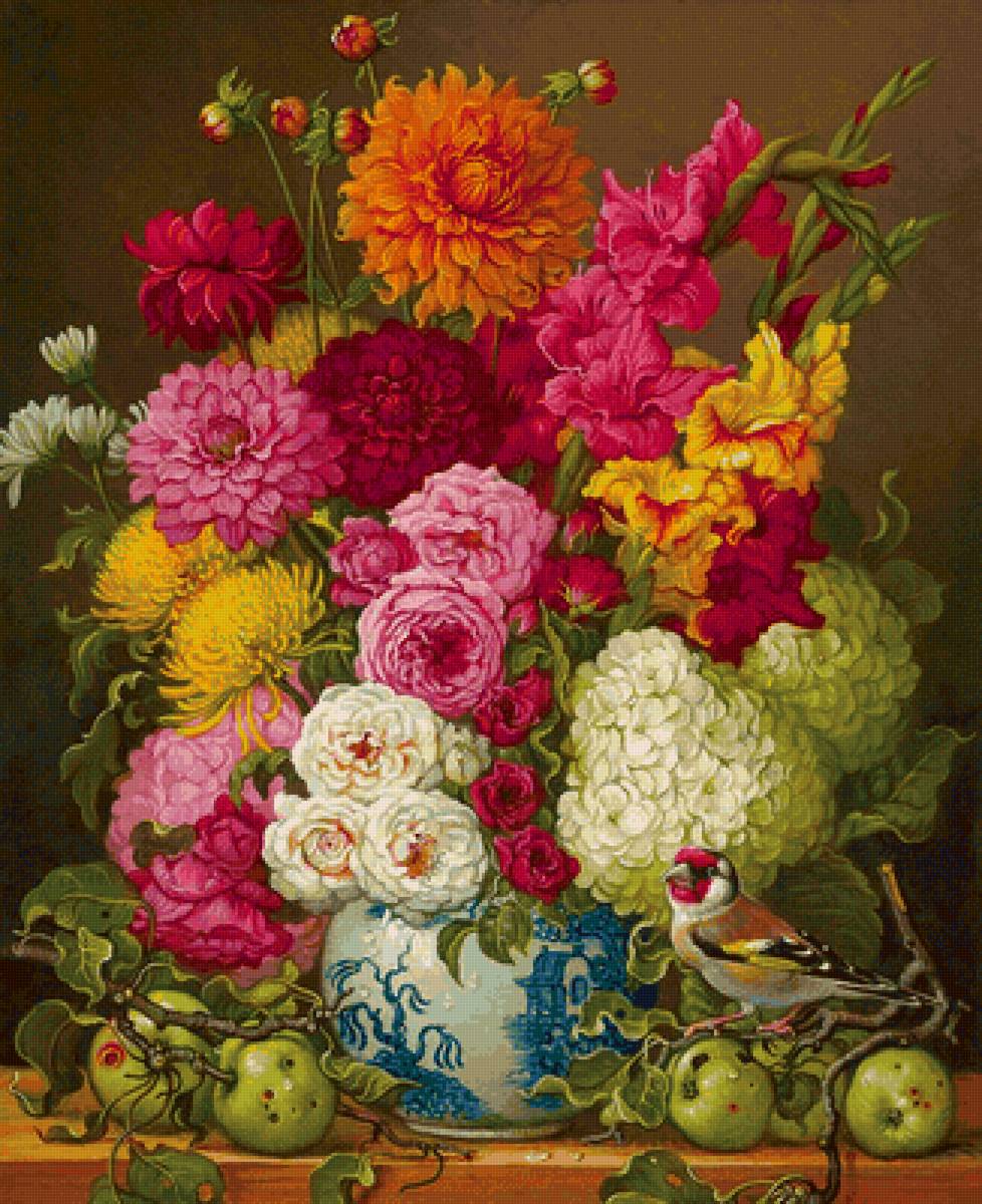 Boque de flores. - flores.frutas pássaro - предпросмотр