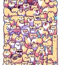 Схема вышивки «Много-много котиков и чуть-чуть собачек»