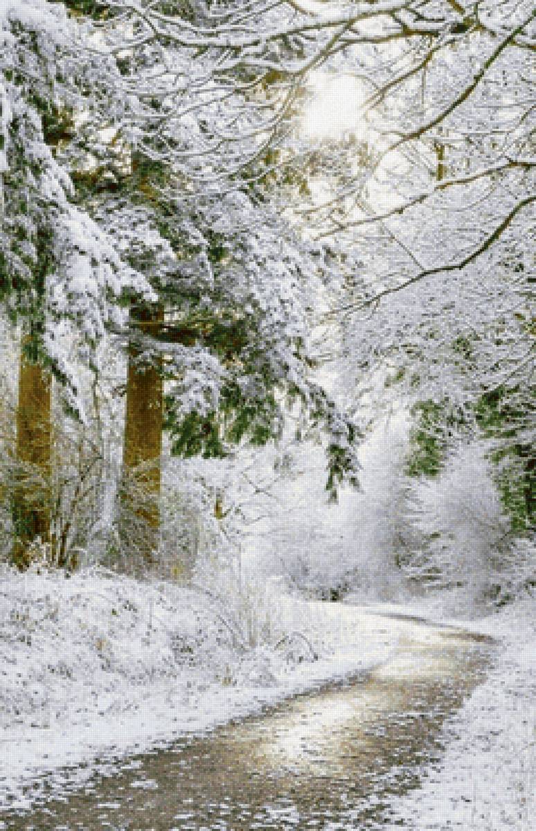 Пейзаж - зима, дорога, лес, пейзаж - предпросмотр