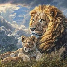 Схема вышивки «Leão  com filhote.»