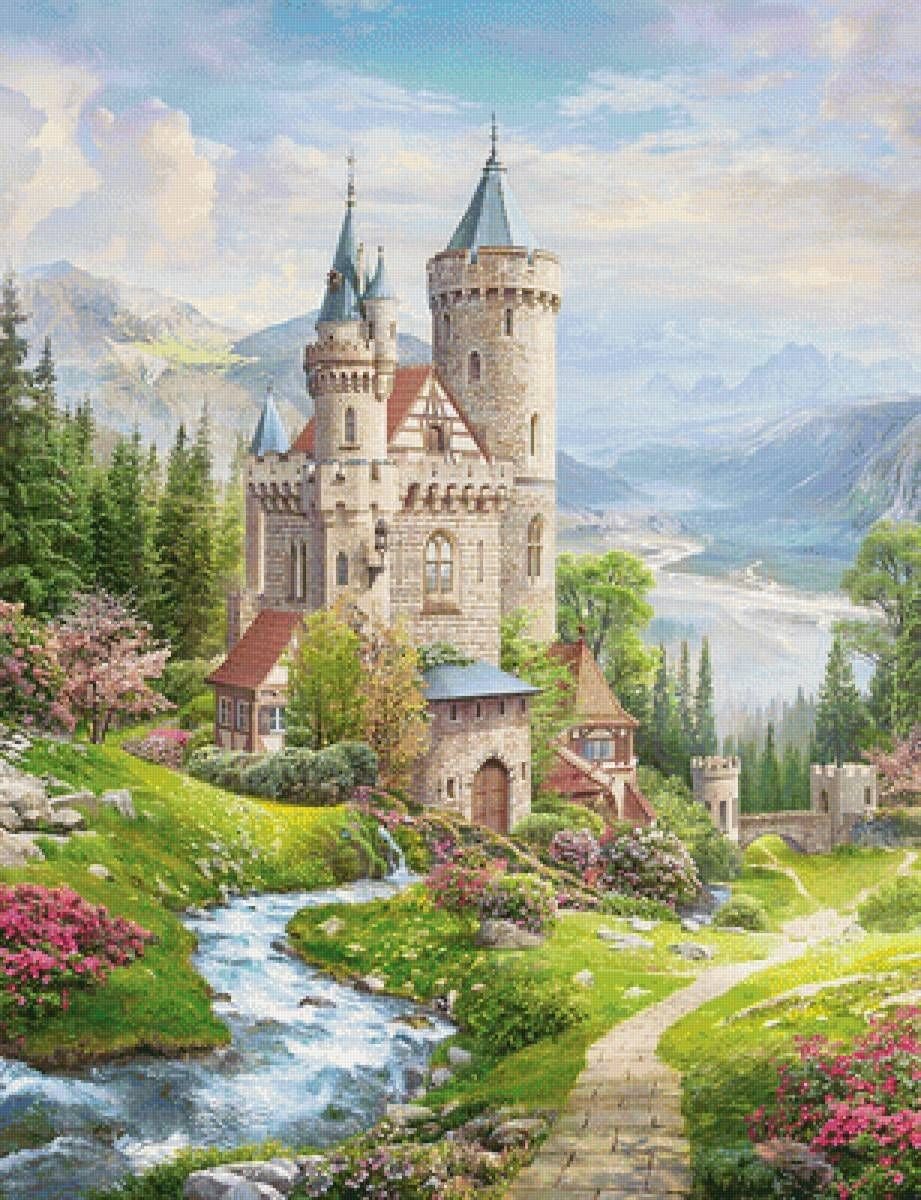 Замок в горах - сказка, пейзаж, природа, горы, замок - оригинал