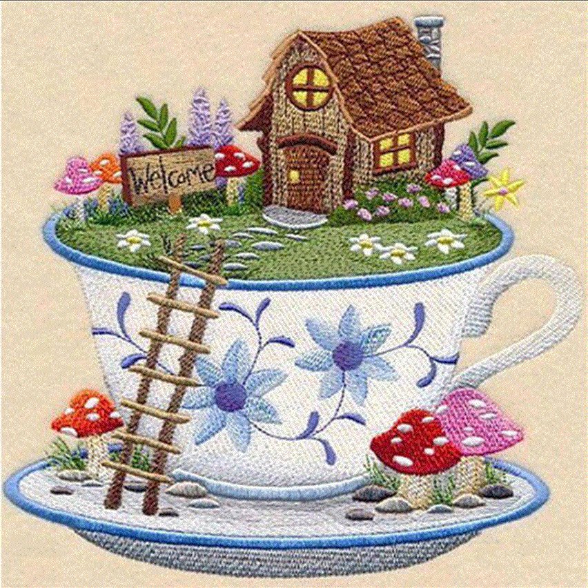 Teacup House Ladder Fairy Land Magical - дом, чашка, лестница - оригинал