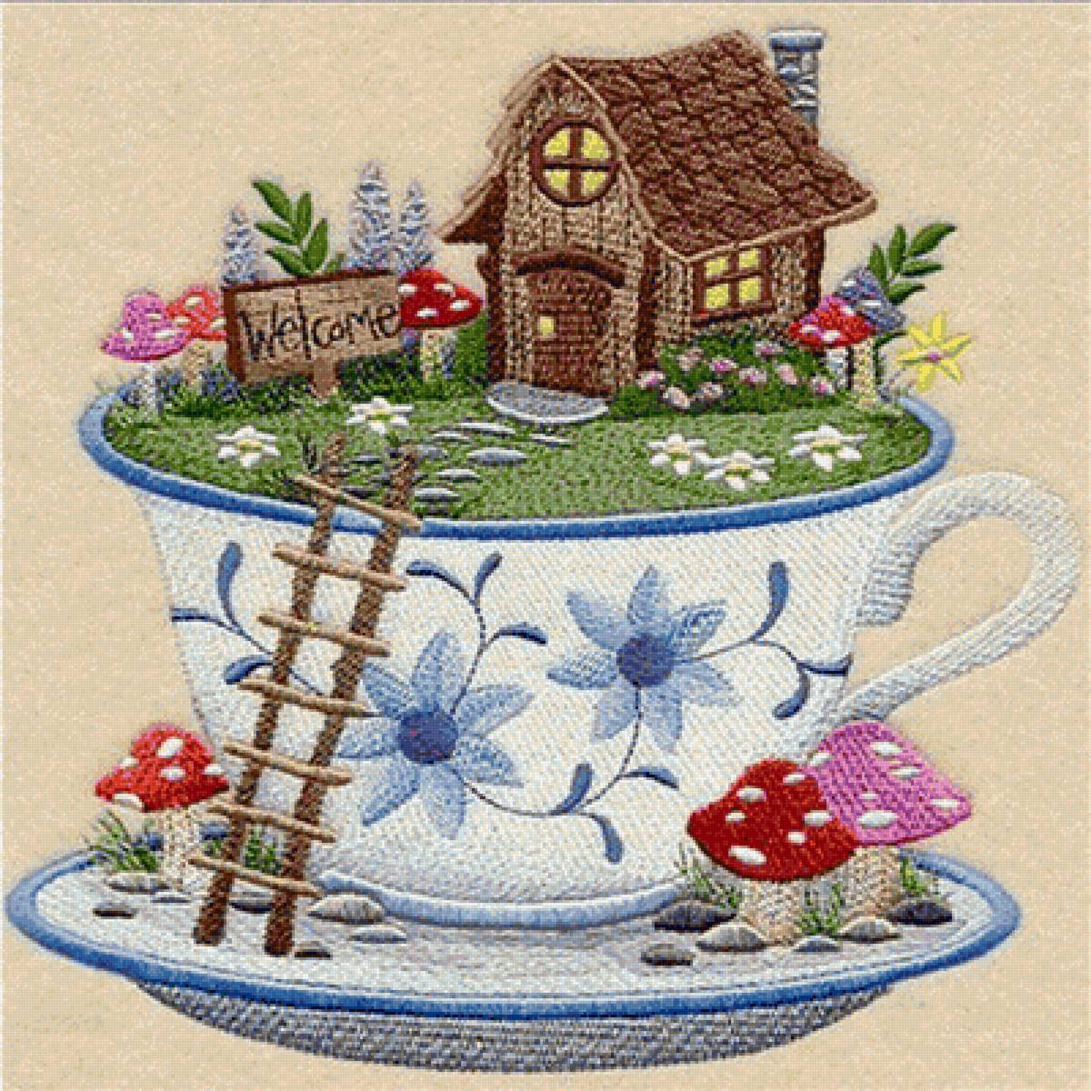 Teacup House Ladder Fairy Land Magical - дом, лестница, чашка - предпросмотр