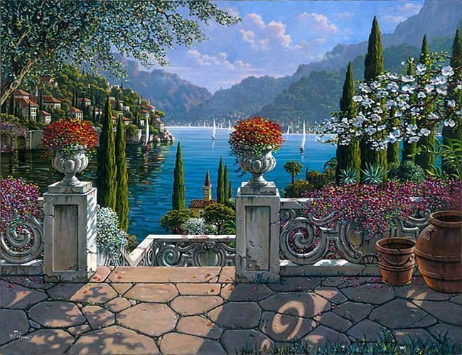 №2273202 - бухта, деревья, море, цветы - оригинал