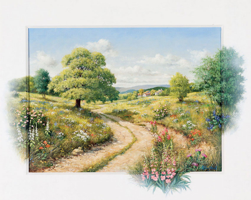 Пейзаж - поле, дорога, лето - оригинал