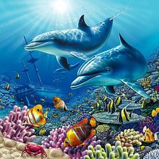 Схема вышивки «Dolphins Under the Sea»