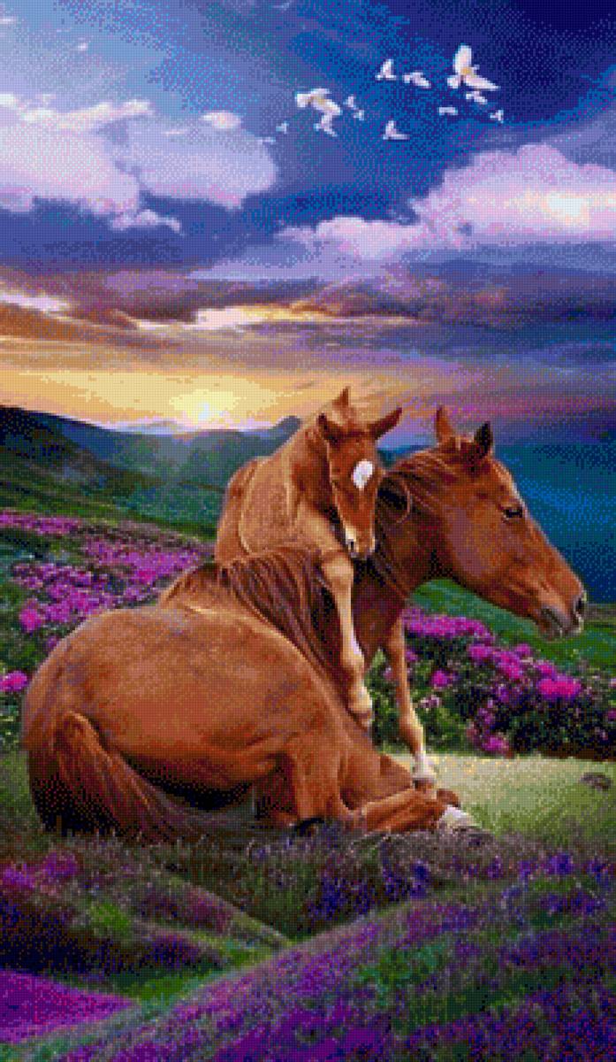 Mother Horse and Foal - horses - предпросмотр