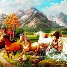 Схема вышивки «Running Horses»