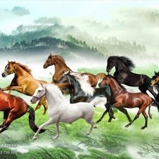 Оригинал схемы вышивки «Running Horses» (№2274993)