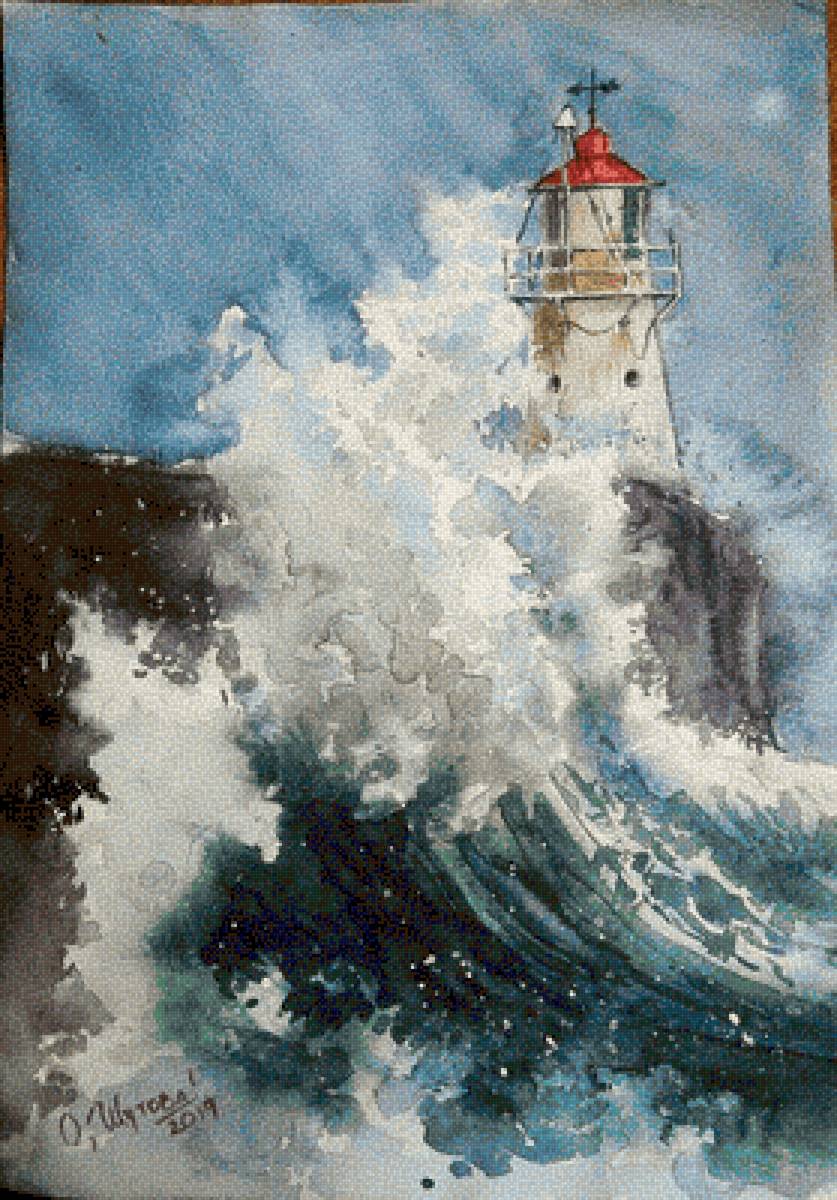 Маяк - маяк, волна, море - предпросмотр