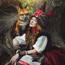 Схема вышивки «девушка с лисой»