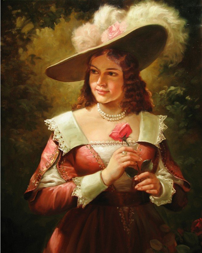 девушка с розой - портрет - оригинал