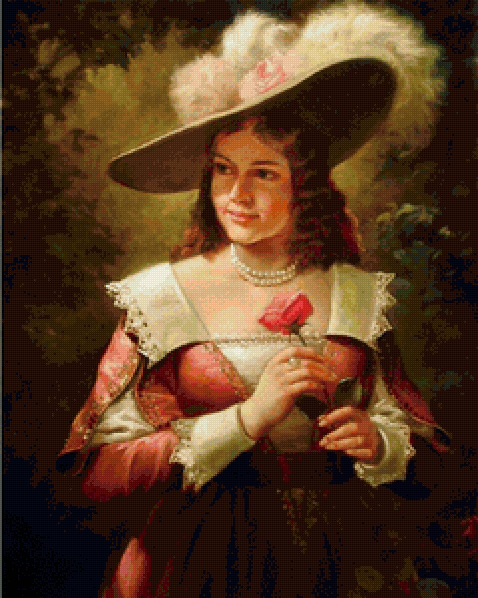 девушка с розой - портрет - предпросмотр