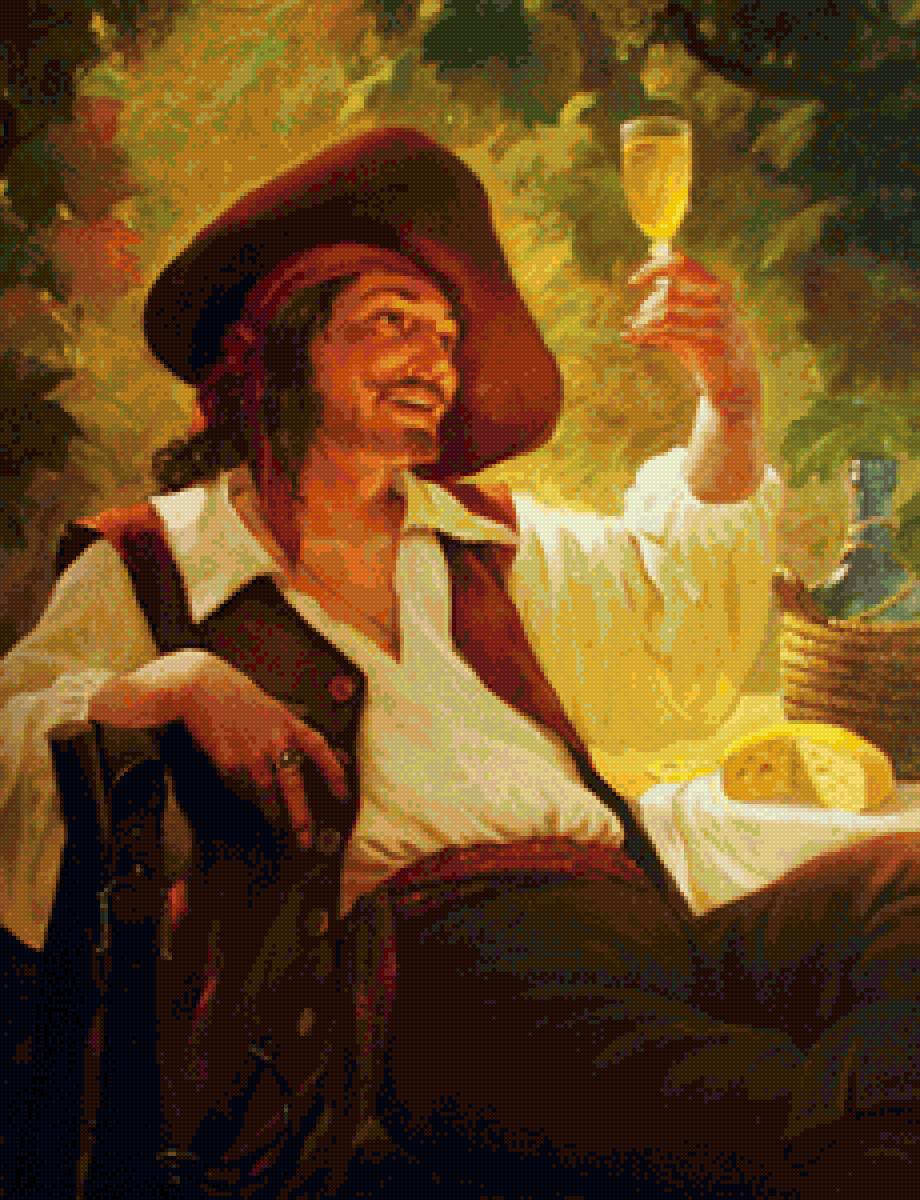 кавалер с бокалом - портрет - предпросмотр